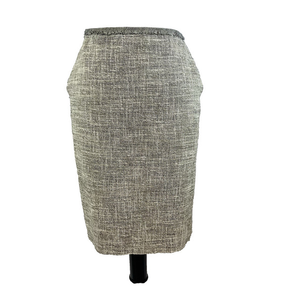 Ann Taylor Skirt sz 4 Silver Sparkle Tweed Straight Pencil Knee Cocktail Wedding - Picture 1 of 9
